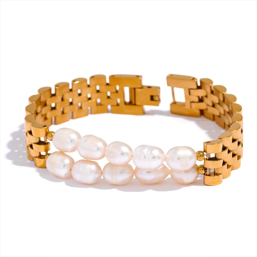 Bracelets avec perles en acier inoxydable Bracelets pour femmes bracelet de  couleur or coeur pendentif bracelets Charm Bracelet bijoux cadeau